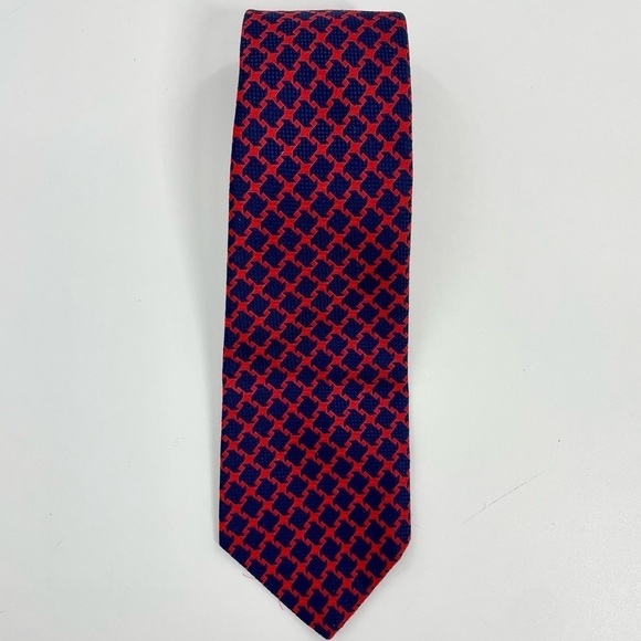 Vintage Christian Dior Navy Blue and Red Knit Power Old Money Quiet Luxury Tie - Picture 10 of 12